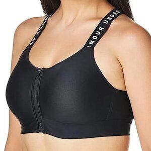 Under Armour Front Zip Sports Bra Black Small Women's